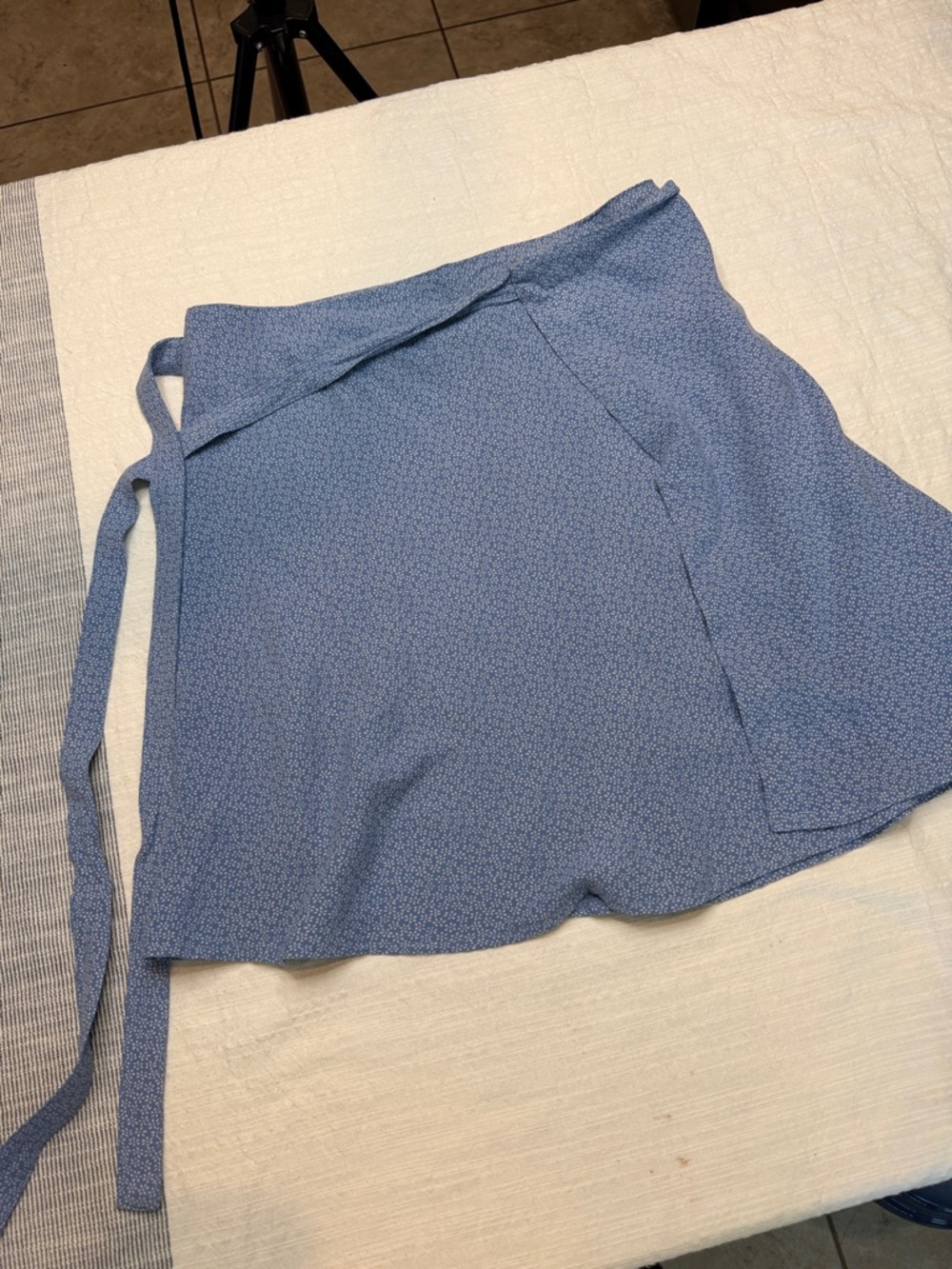 Brandy Melville Light Blue Patterned Waistband wrap around Skirt